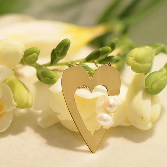 گردنبند طلا قلب و مروارید