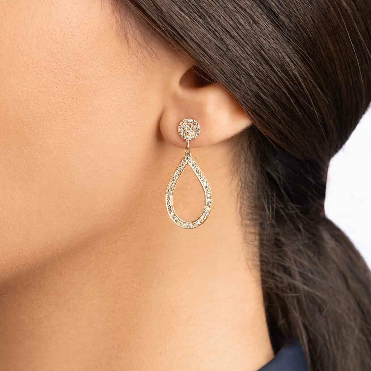 گوشواره طلا اشک نگین دار