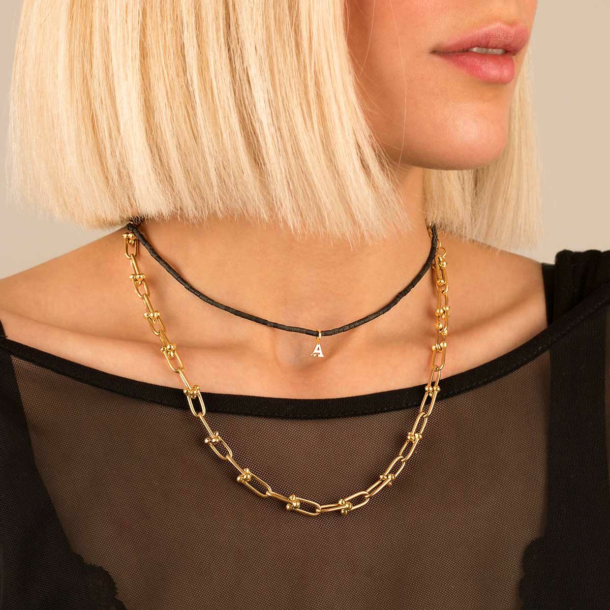 گردنبند طلا سنگی حرف A