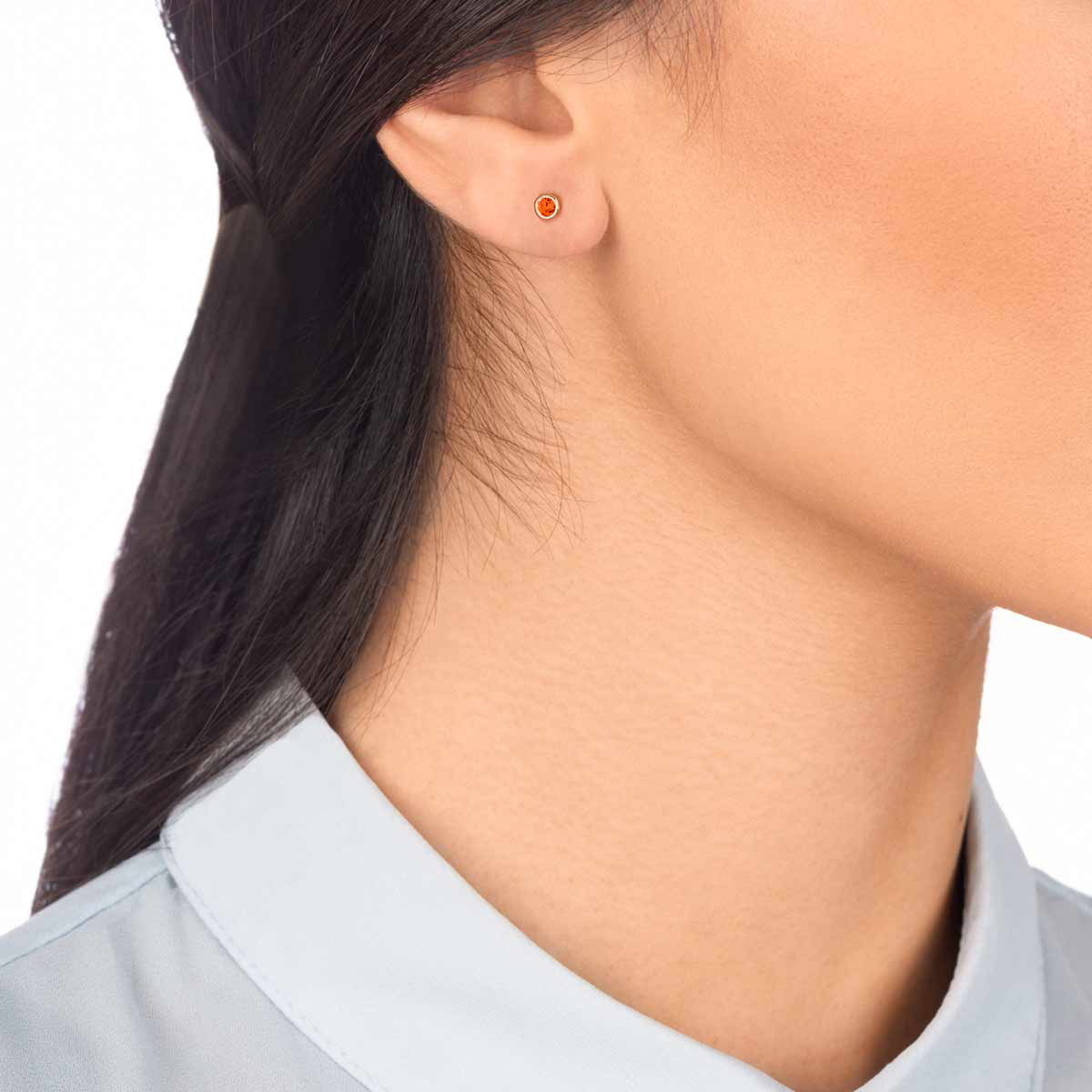 گوشواره طلا تک لنگه ای لونا نارنجی