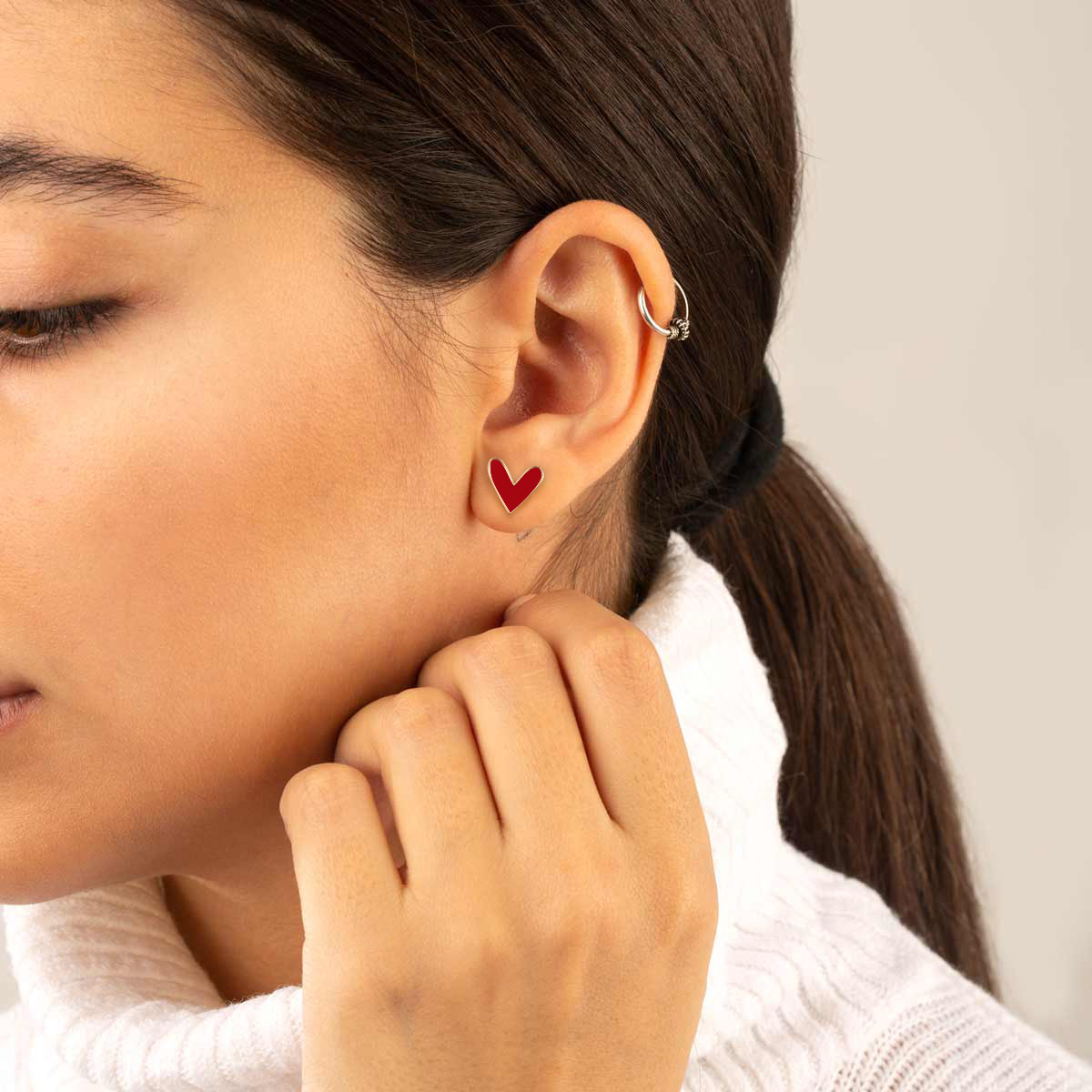 گوشواره طلا قرمز مینا کاری