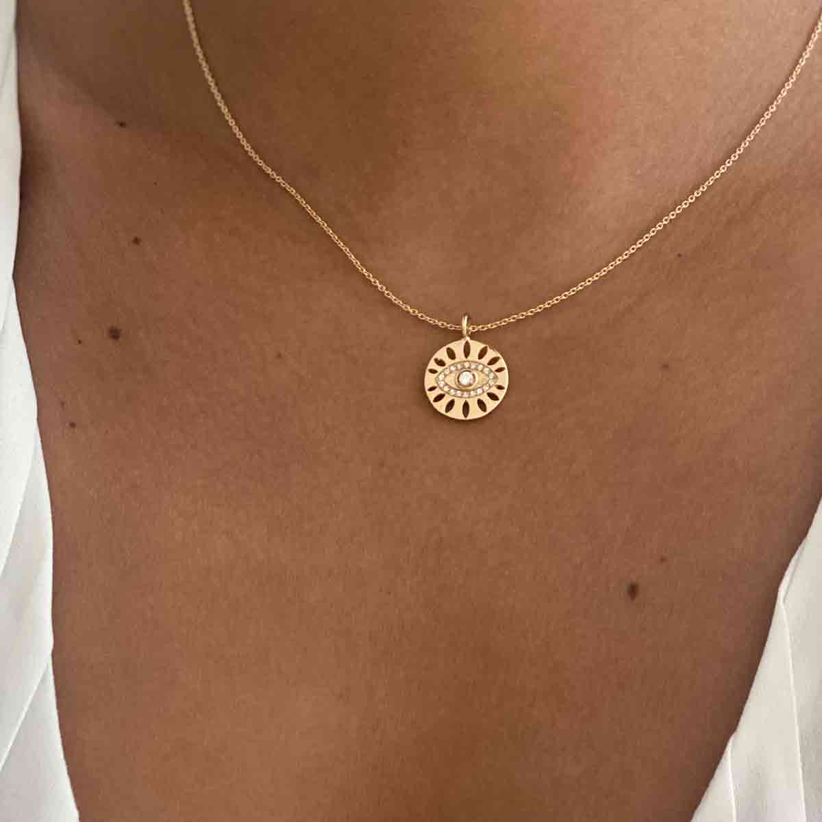 گردنبند طلا چشم و دایره ونوسا