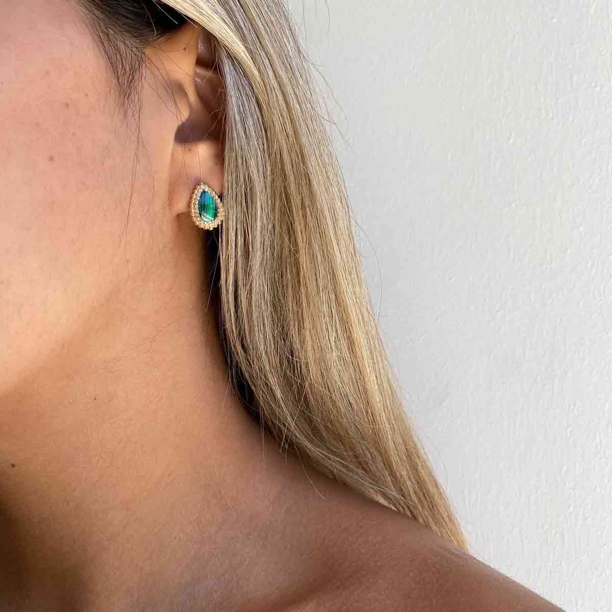 گوشواره طلا اشک سبز