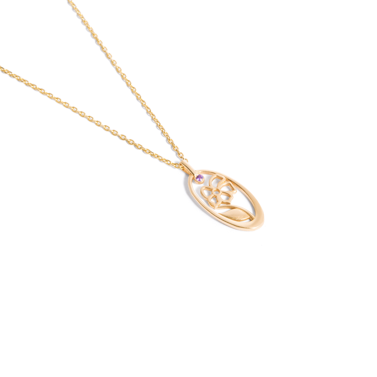 Iris flower gold necklace g