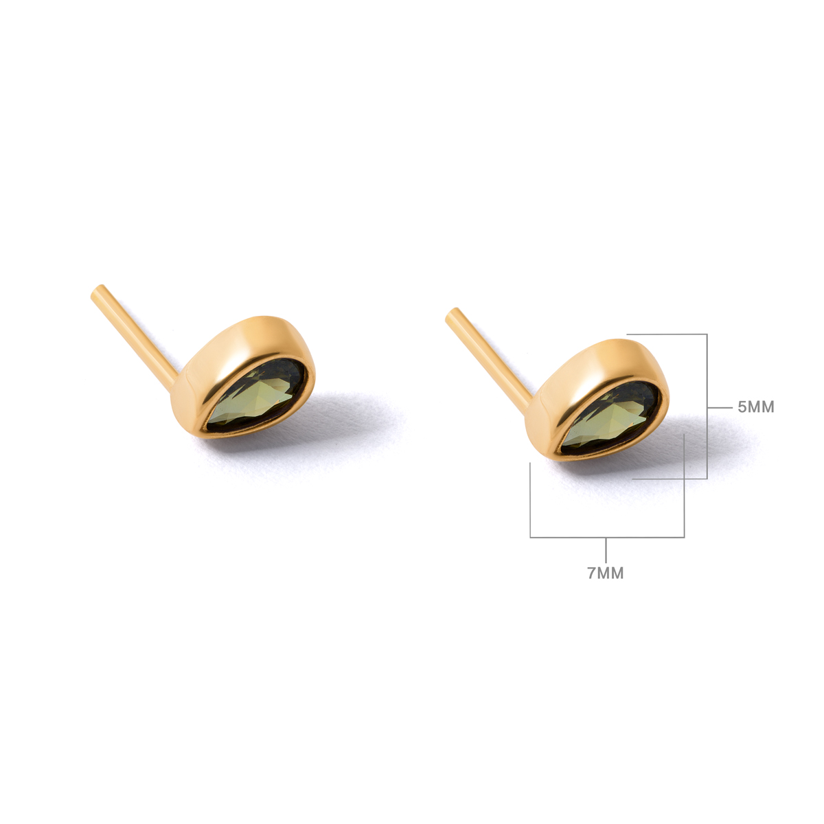 Gold earrings with tears of Narmela green SIZE