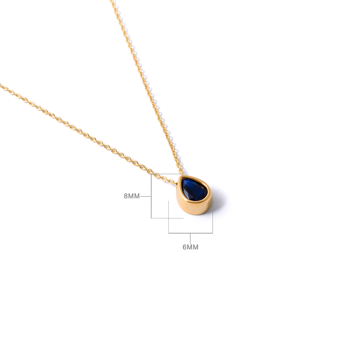 Narmela teardrop gold necklace size