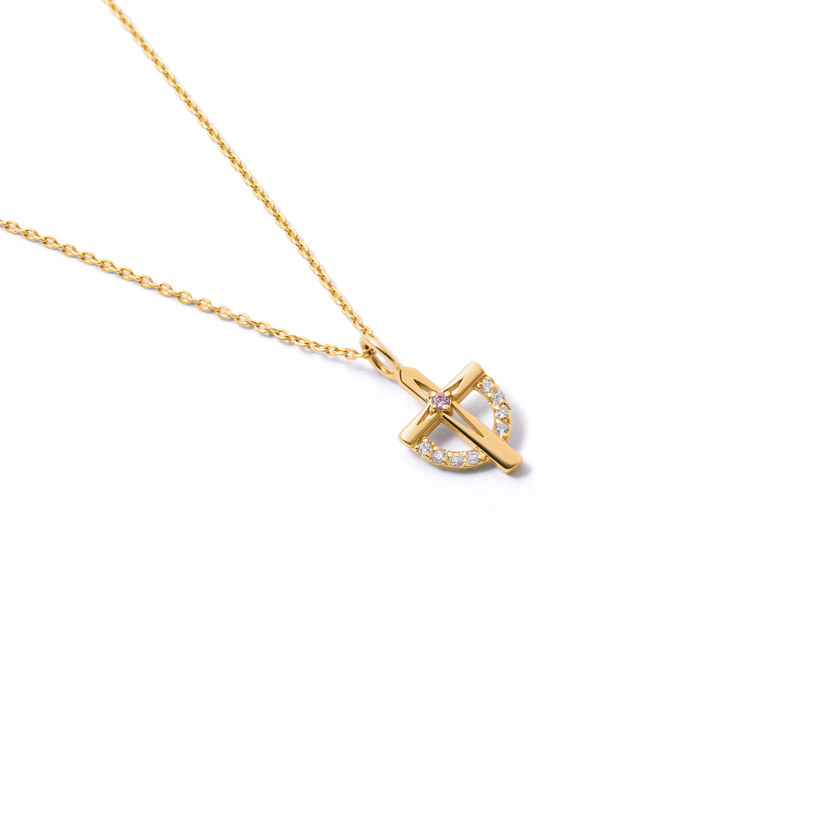 Half circle cross gold necklace g