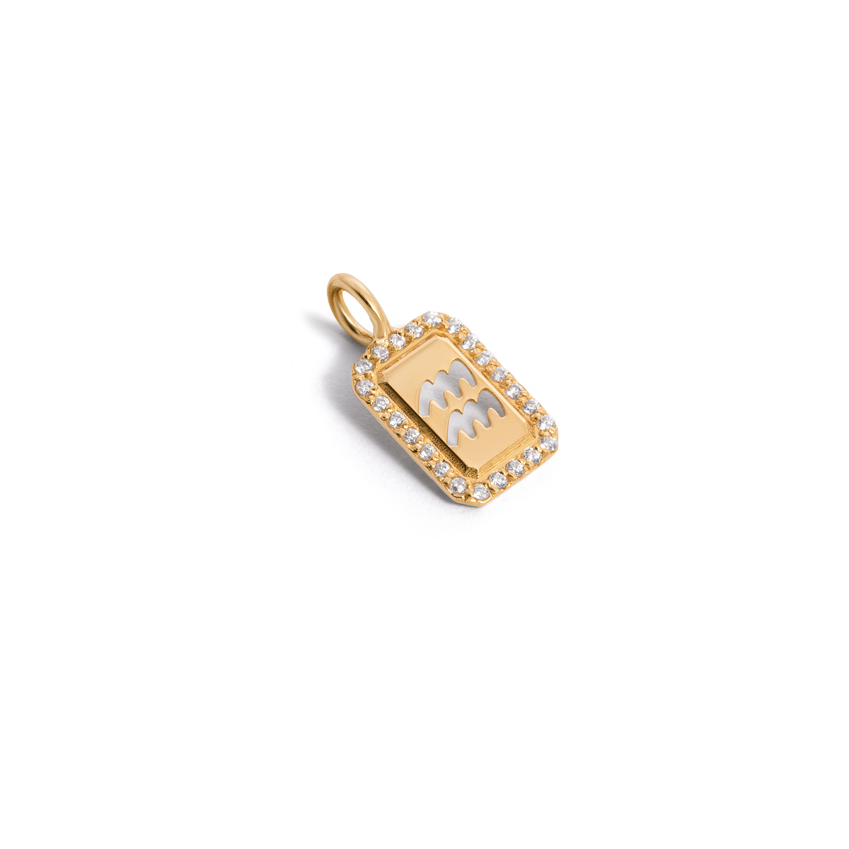 A gold pendant with the signature of the month of Februaryg