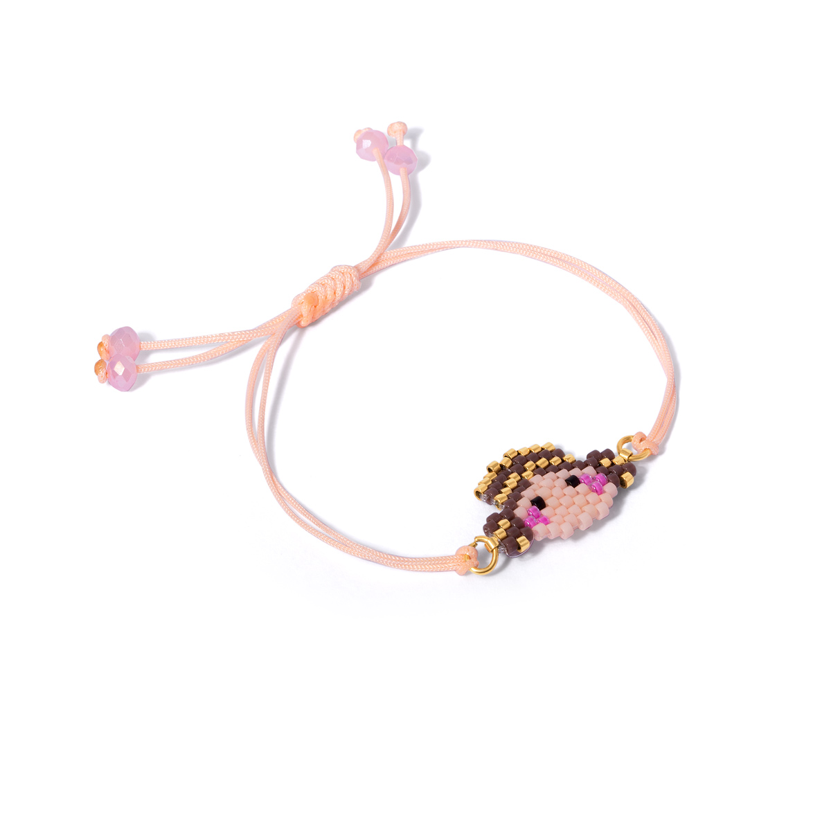 Gold bracelet woven with elephant beads