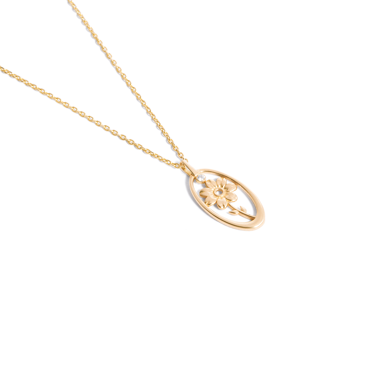 Gold necklace with enamel g