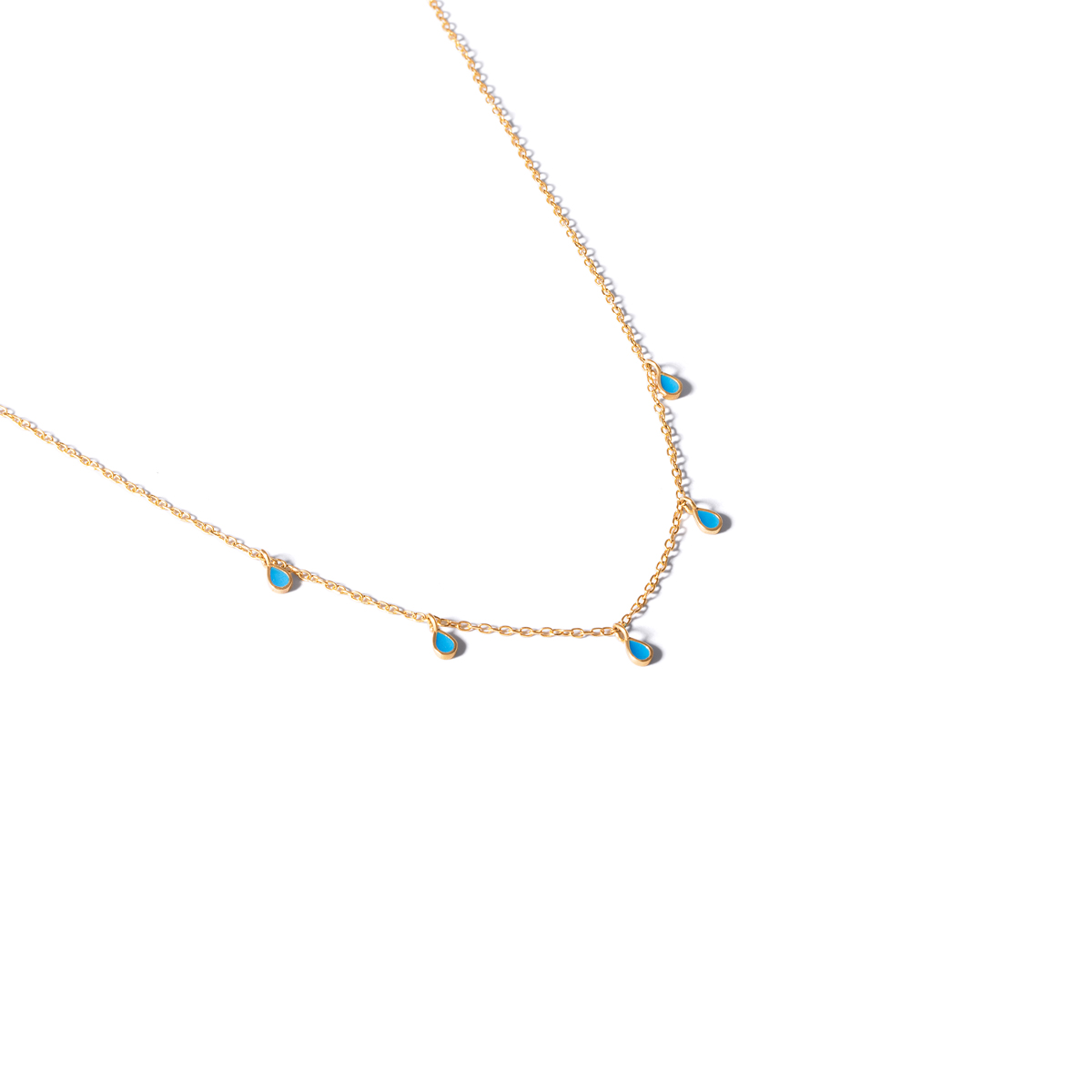 Tear enamel gold necklace G