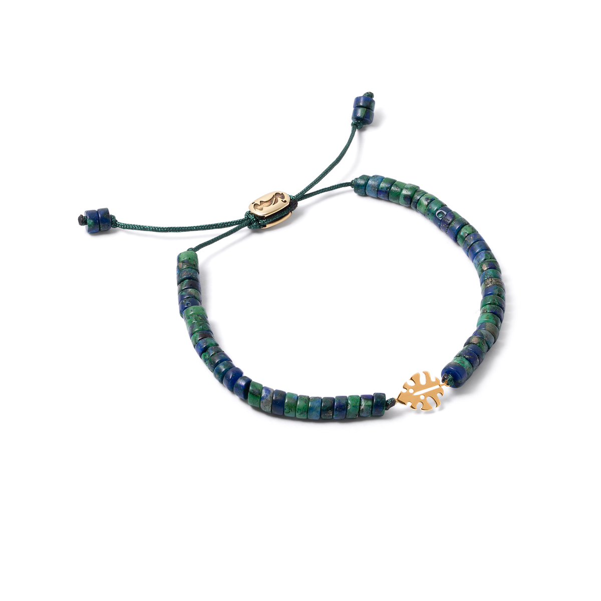 Gold bracelet with fig leaf stone g