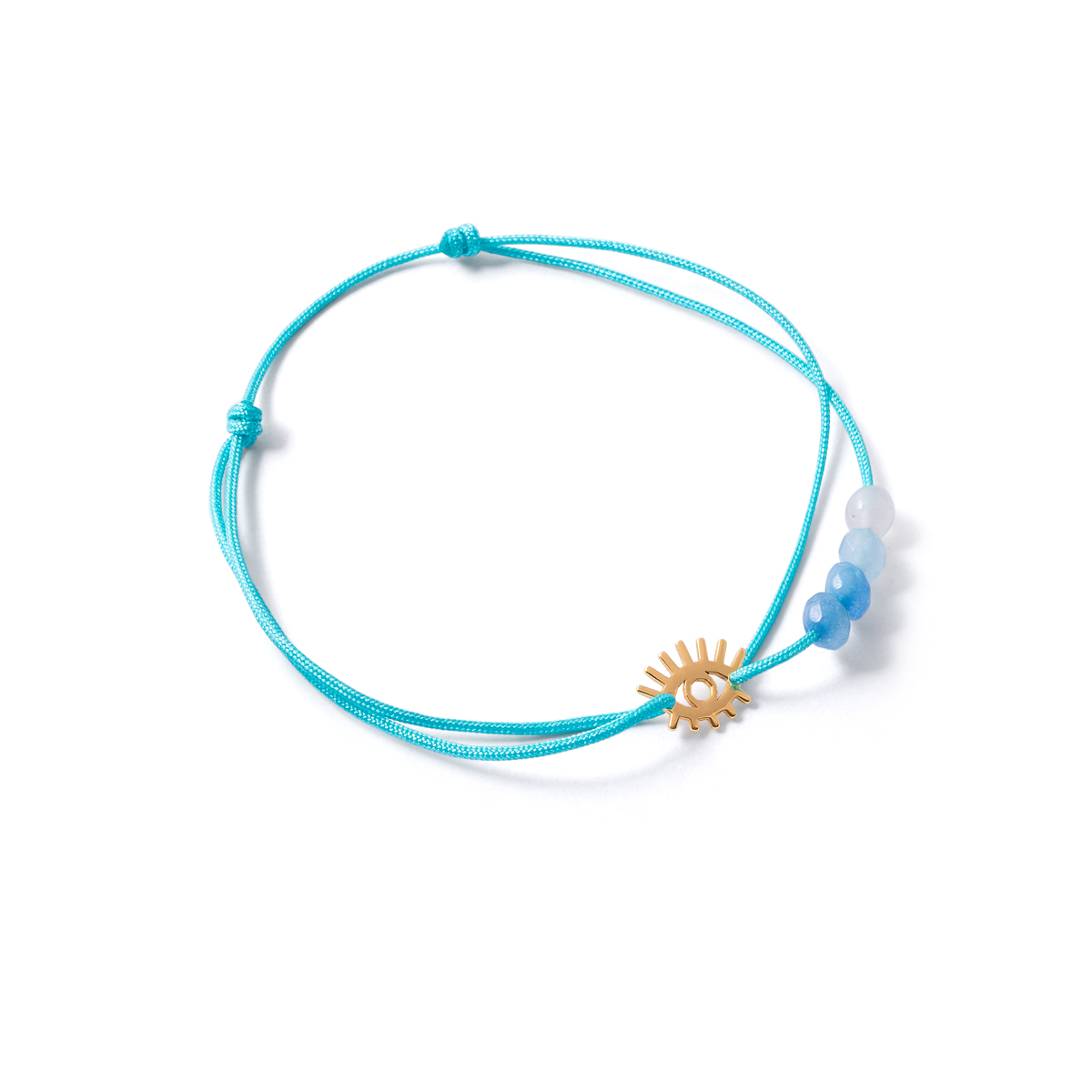 Gold woven bracelet with eyelashes g