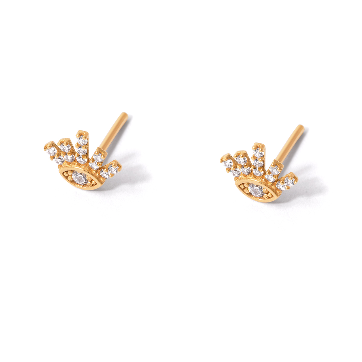 Gold earrings with jeweled eyes g