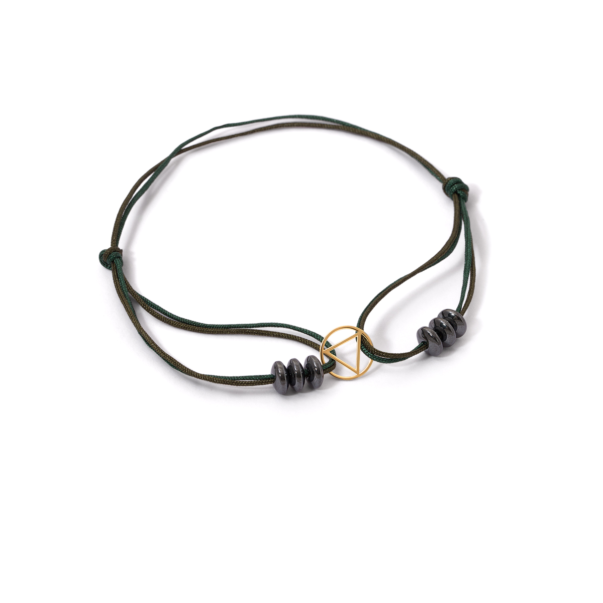 Gold bracelet woven circle triangle g