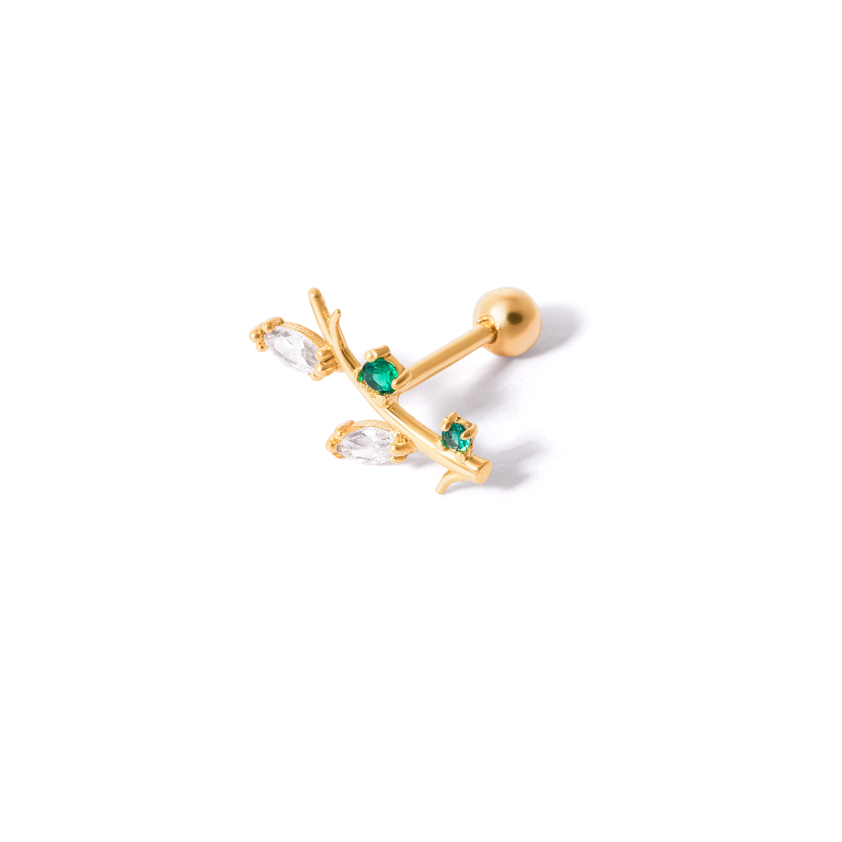 Marquis green leaf gold piercing g