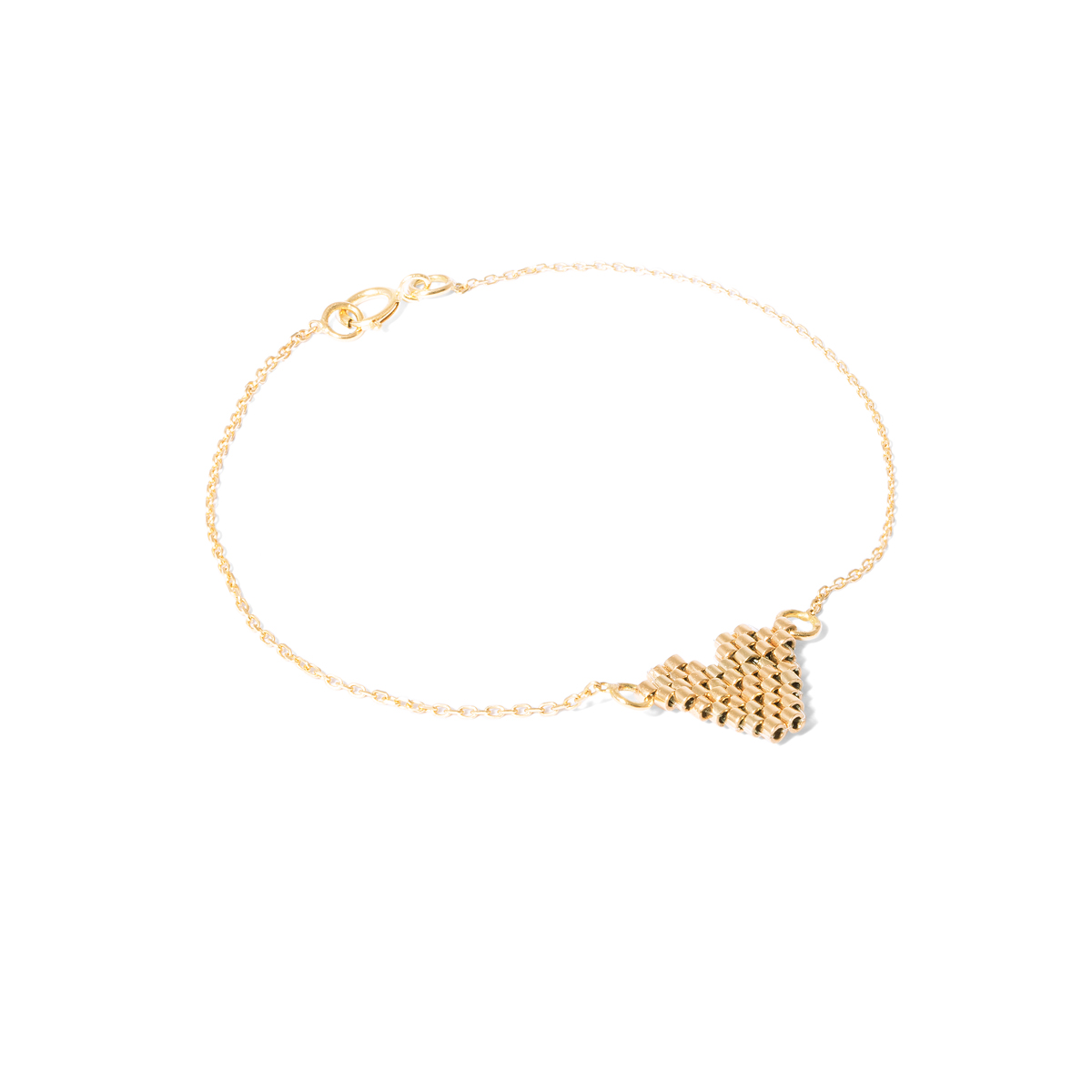 Gold chain bracelet with beaded heart g