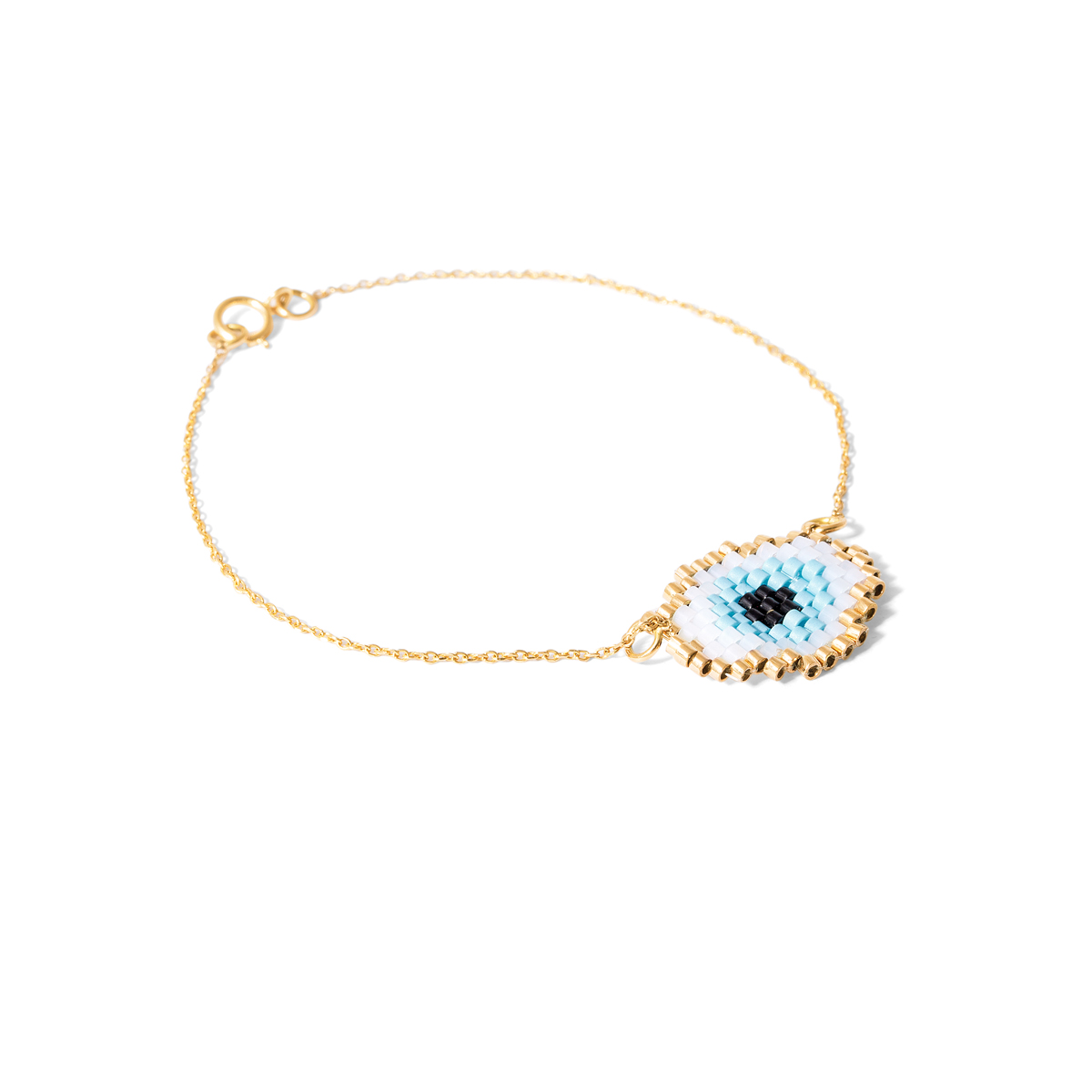 Gold chain bracelet with beads g