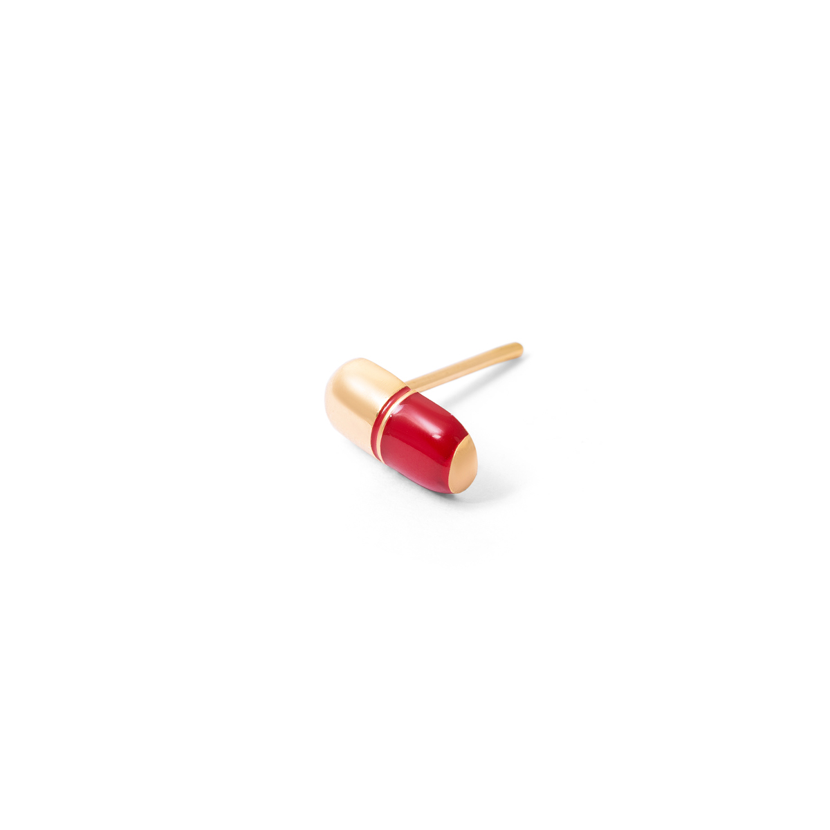 Metra capsule single lobe gold earrings g