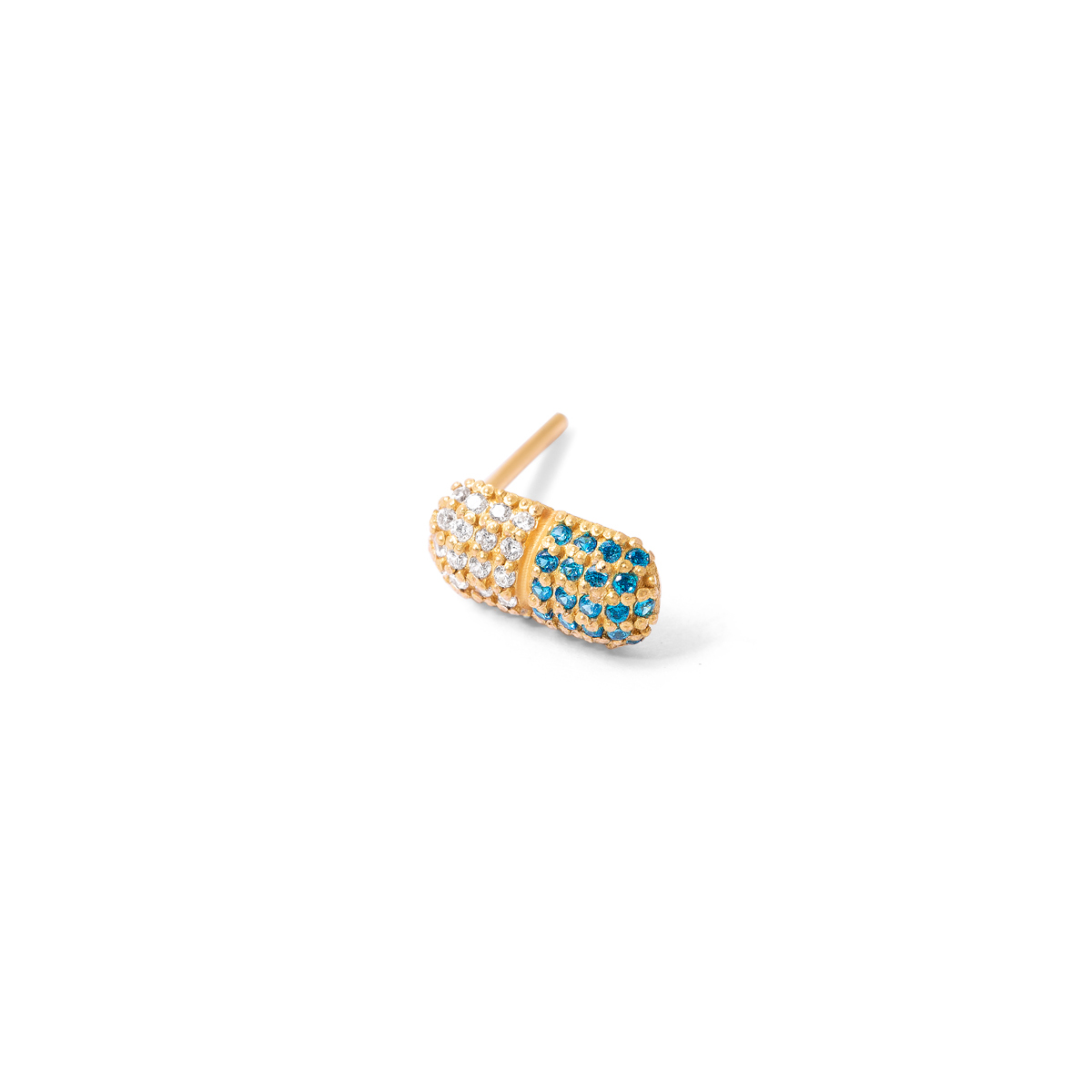 Tetra capsule single lobe gold earrings g