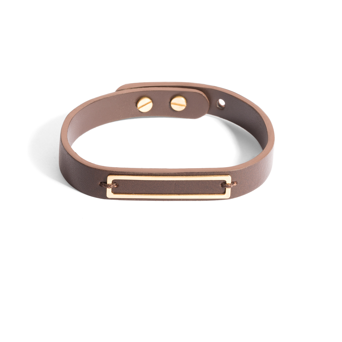 Rectangular leather gold bracelet g