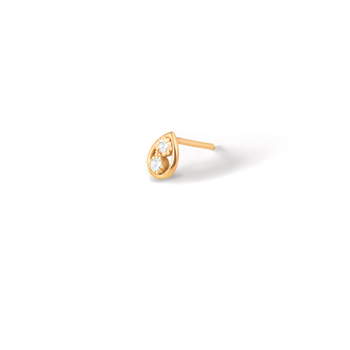 White drop gold single earring g
