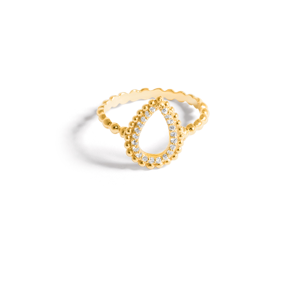 White tear gold ring g