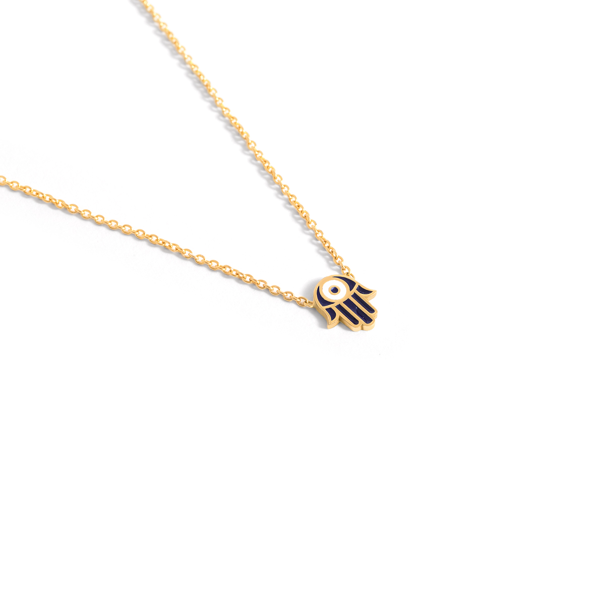 Hamsa handmade enamel gold necklace g