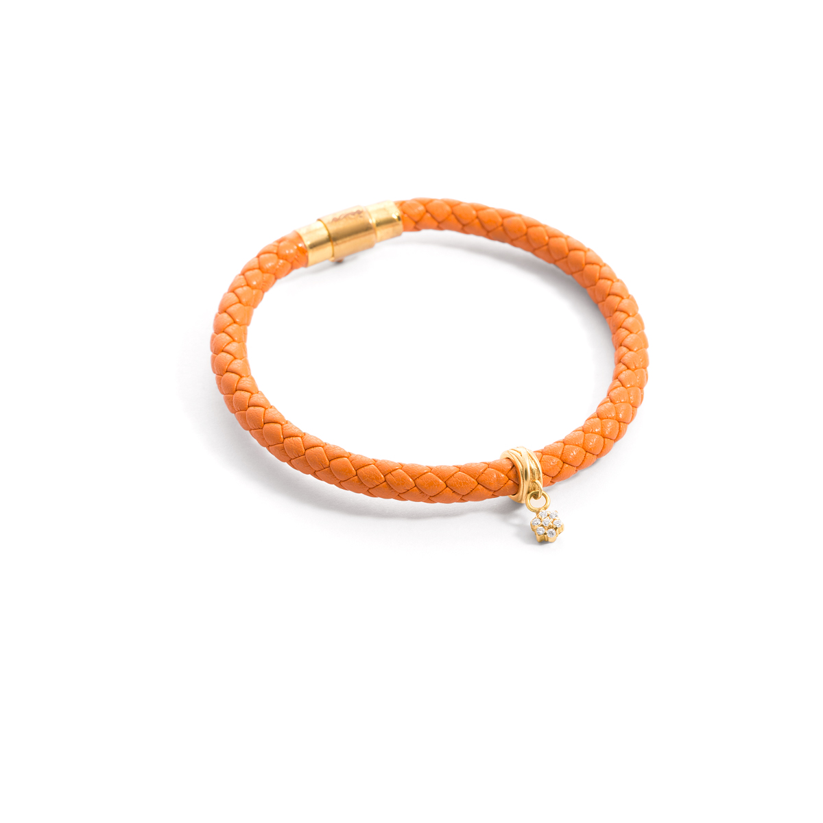 Pandora flower leather gold bracelet g
