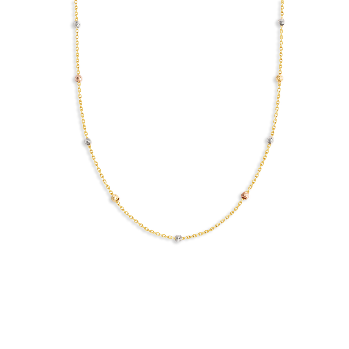 Twotone gold ball necklace g
