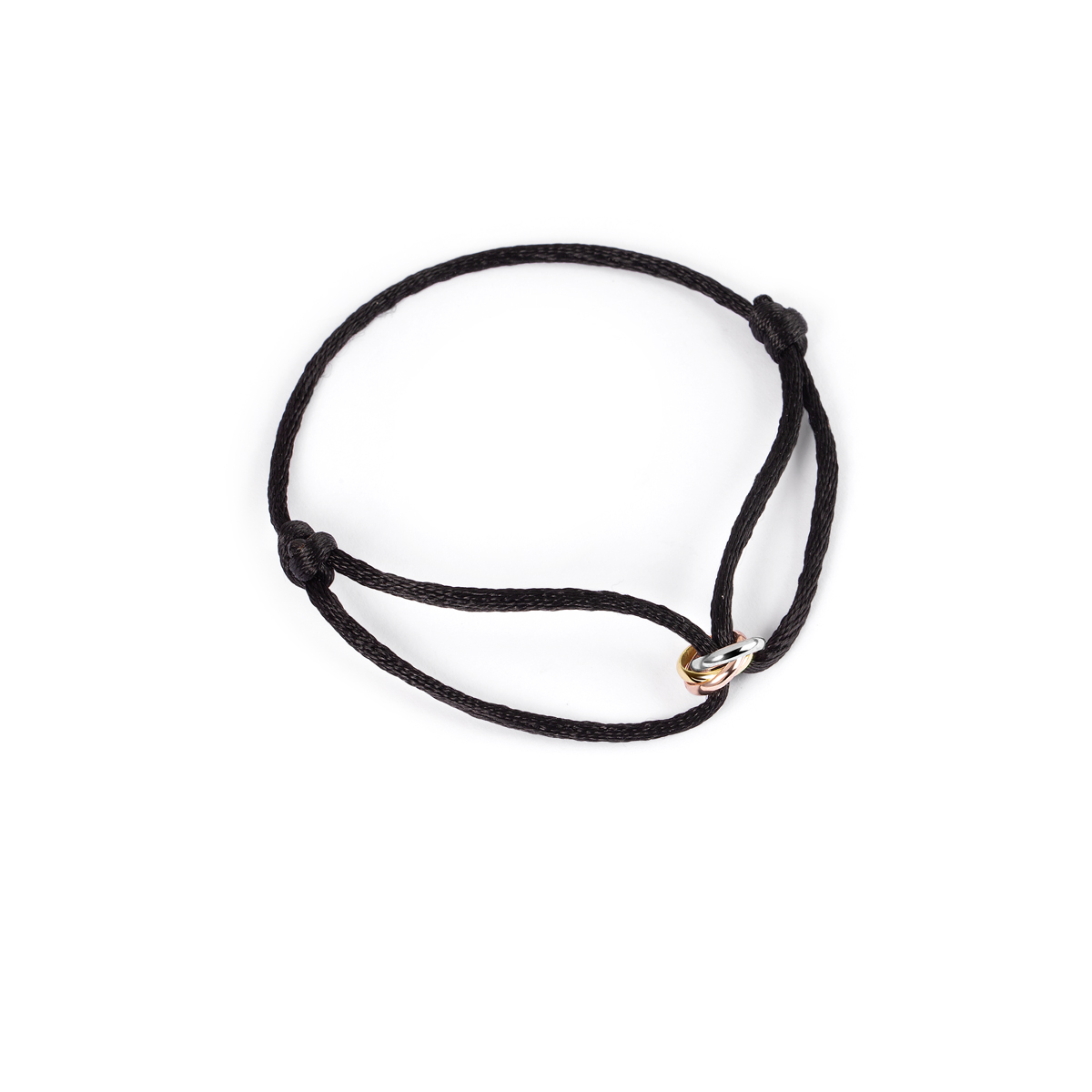 Gold bracelet woven with three ringsG