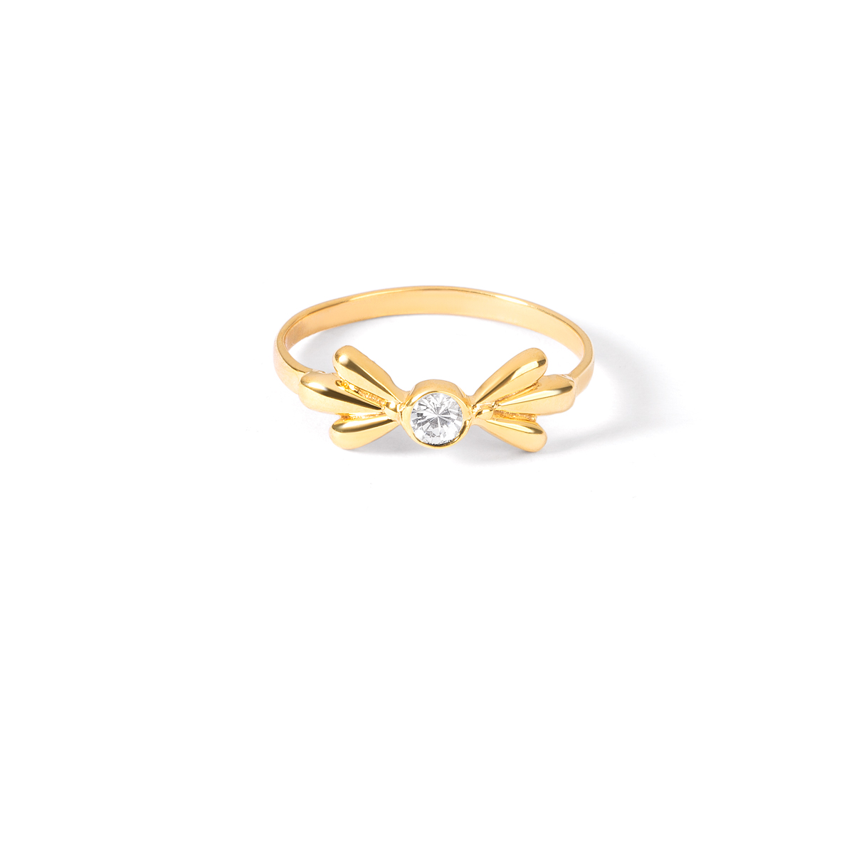 Bow tie single gem gold ringG