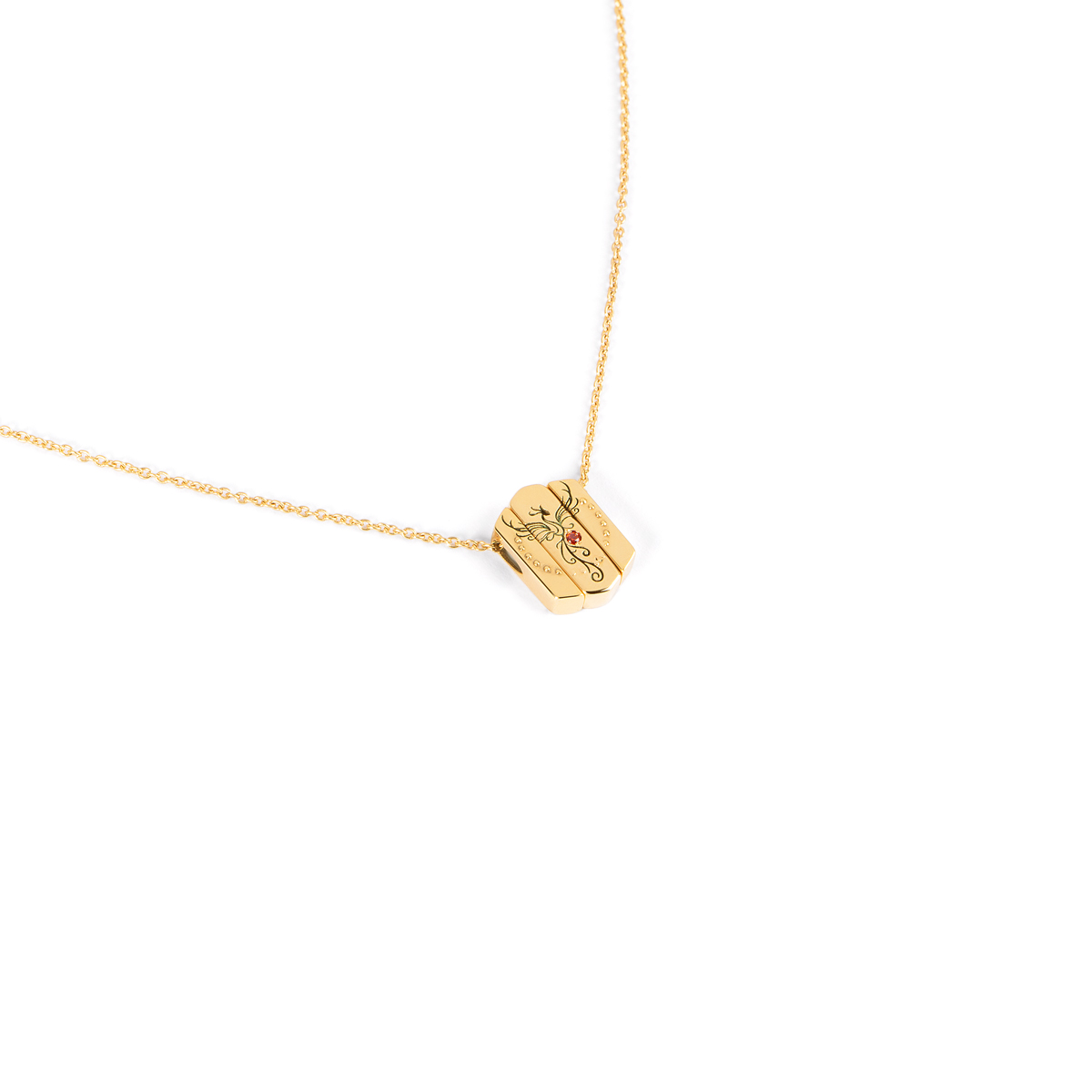 Chakra puzzle gold necklace with multicolored gems 2G