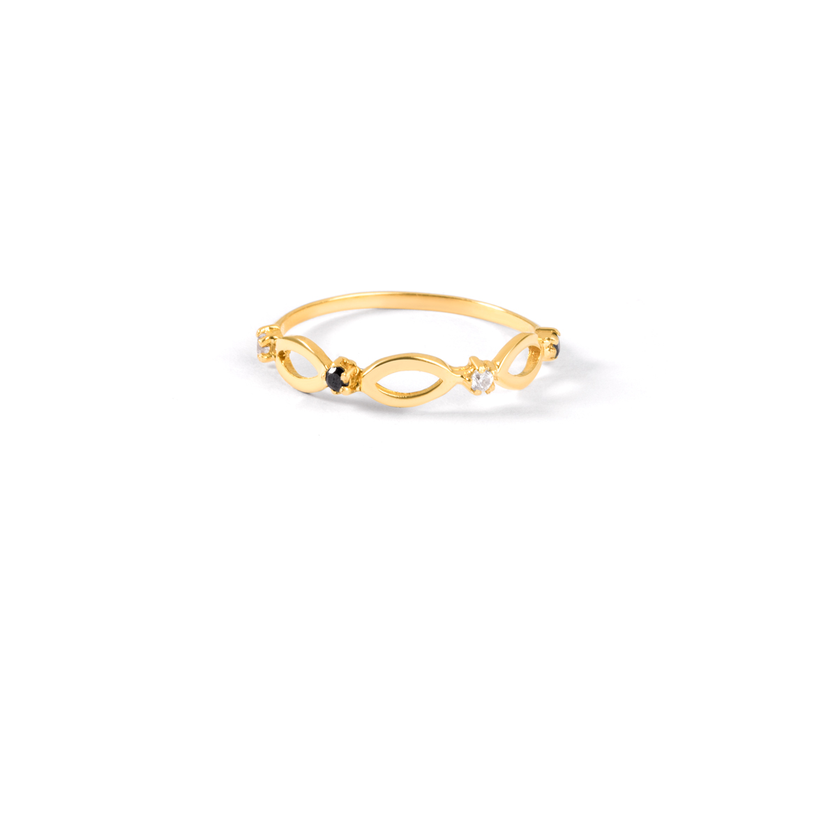 Oval gold ring with four moonsG
